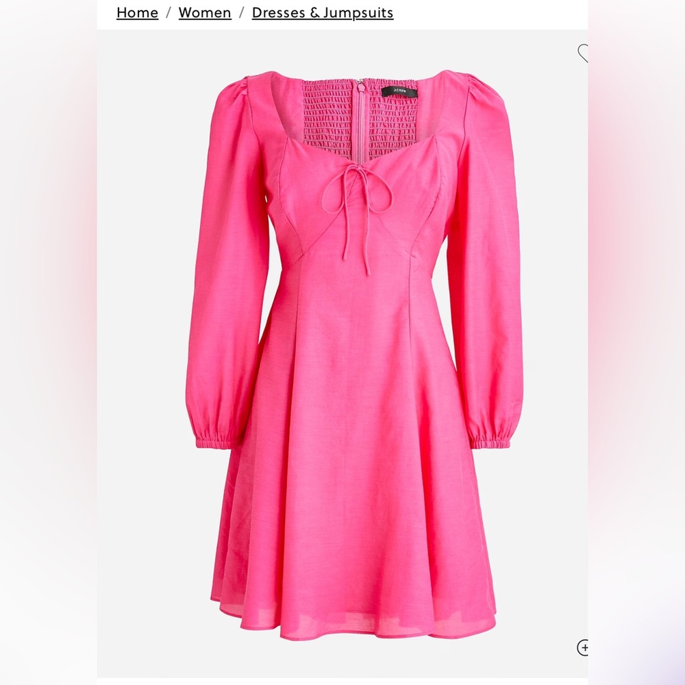 J. Crew Sweetheart long-sleeve mini dress with smocked back Size 4